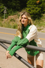 Drew Colorblock Sweatshirt in Green - FINAL SALE