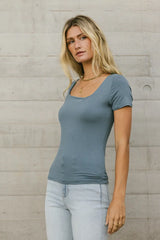 Scoop Neck Tee in Slate - FINAL SALE