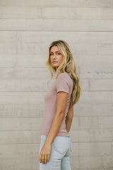 Scoop Neck Tee in Mauve - FINAL SALE