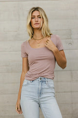 Scoop Neck Tee in Mauve - FINAL SALE