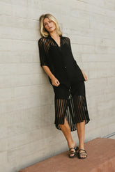 Venetia Sheer Midi Dress in Black - FINAL SALE