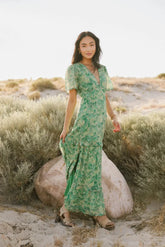 Manoella Floral Maxi Dress in Green - FINAL SALE
