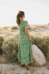 Manoella Floral Maxi Dress in Green - FINAL SALE