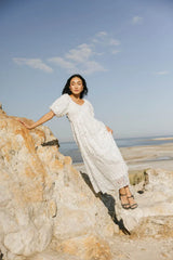 Devon Eyelet Lace Maxi Dress in Ivory - FINAL SALE