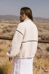 Gabby Fleece Zip Up in Cream - FINAL SALE