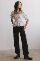Connie Ditsy Floral Peplum Top - FINAL SALE