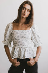 Connie Ditsy Floral Peplum Top - FINAL SALE