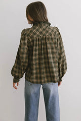 Rue Plaid Button Up in Hunter Green - FINAL SALE