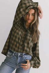 Rue Plaid Button Up in Hunter Green - FINAL SALE