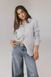 Mada Fleece Button Up in Grey - FINAL SALE