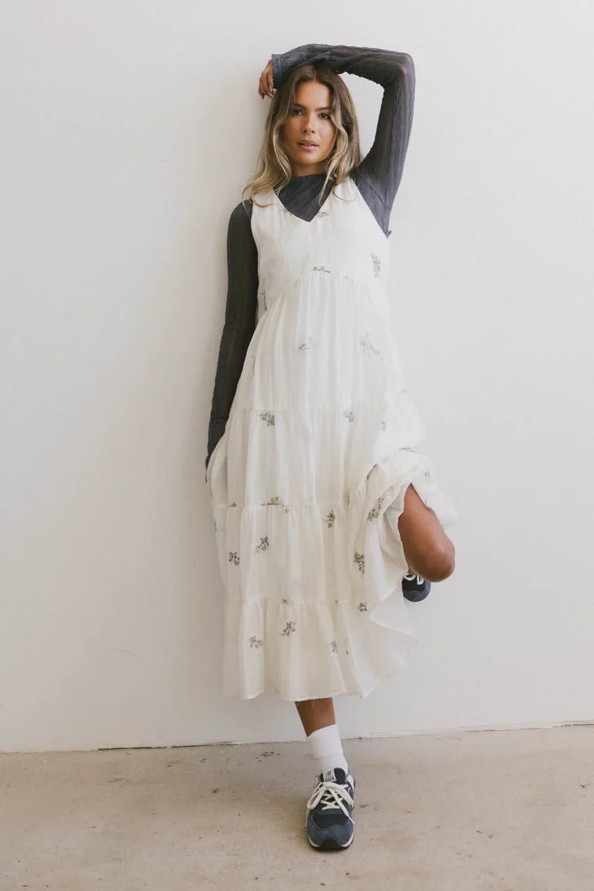 Ari Embroidered Floral Midi Dress - FINAL SALE