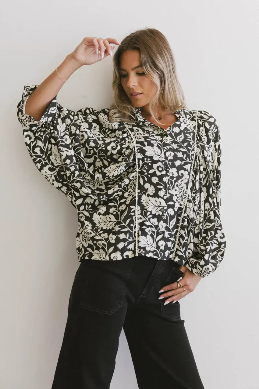 Nona Dolman Sleeve Blouse in Black - FINAL SALE