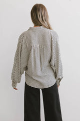 Niri Striped Button Up in Charcoal - FINAL SALE