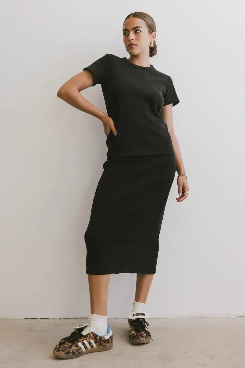 Calais Ribbed Skirt in Black - FINAL SALE