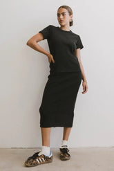 Calais Ribbed Skirt in Black - FINAL SALE