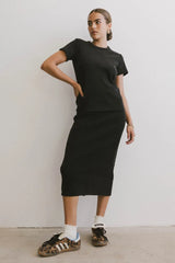 Calais Ribbed Skirt in Black - FINAL SALE
