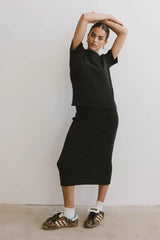 Calais Ribbed Skirt in Black - FINAL SALE