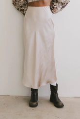 Preston Satin Skirt in Champagne - FINAL SALE