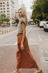 Rylie Denim Maxi Skirt in Rust - FINAL SALE