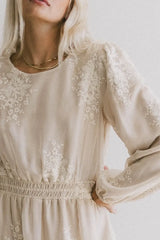 Andee Embroidered Midi Dress in Champagne - FINAL SALE