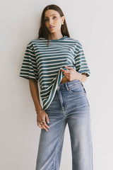 Freddie Striped Tee in Teal - FINAL SALE