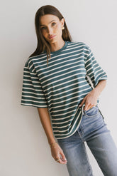 Freddie Striped Tee in Teal - FINAL SALE