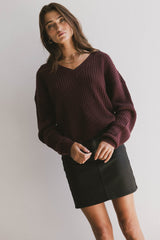 Raychel Knit Sweater in Burgundy - FINAL SALE