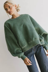 Reversible Sherpa Sweatshirt in Green - FINAL SALE