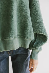 Reversible Sherpa Sweatshirt in Green - FINAL SALE