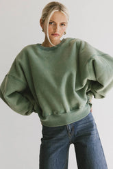 Reversible Sherpa Sweatshirt in Green - FINAL SALE