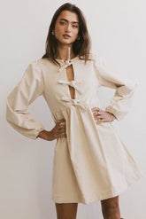 Tyler Peplum Mini Dress in Ivory Corduroy - FINAL SALE