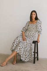 Kiran Floral Midi Dress in Cream - FINAL SALE