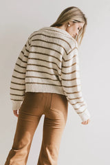 Dolly Striped Knit Cardigan in Olive - FINAL SALE