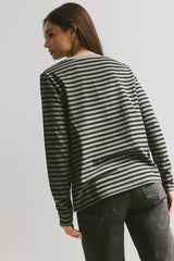 Reggie Striped Top in Olive and Black - FINAL SALE