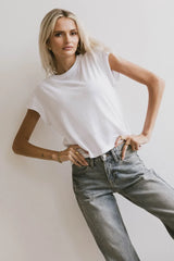 Harry Cutoff Top in White - FINAL SALE