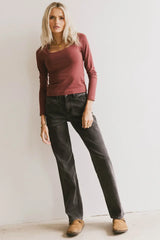 Polly Scoop Neck Top in Berry - FINAL SALE