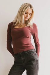 Polly Scoop Neck Top in Berry - FINAL SALE