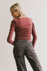 Polly Scoop Neck Top in Berry - FINAL SALE