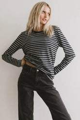 Reggie Striped Top in Grey - FINAL SALE