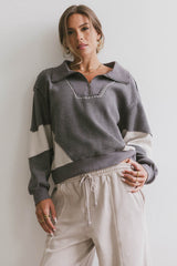 Harbor Knit Quarter Zip in Charcoal - FINAL SALE