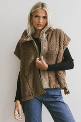 Johanna Sherpa Vest in Brown - FINAL SALE