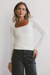 Tatiana Scoop Neck Top in Cream - FINAL SALE