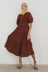 Leandra Midi Dress in Burgundy - FINAL SALE