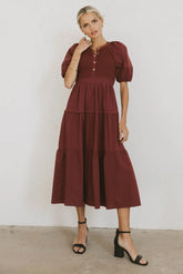 Leandra Midi Dress in Burgundy - FINAL SALE