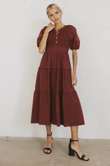 Leandra Midi Dress in Burgundy - FINAL SALE