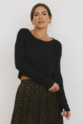 Marin Knit Top in Navy - FINAL SALE