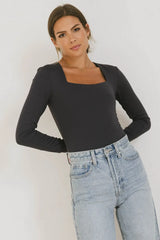Demi Square Neck Bodysuit in Navy - FINAL SALE