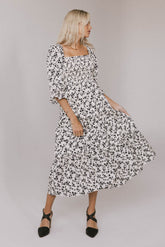 Kiran Floral Midi Dress in Cream - FINAL SALE