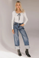 Swenn Ribbed Top in Ivory - FINAL SALE