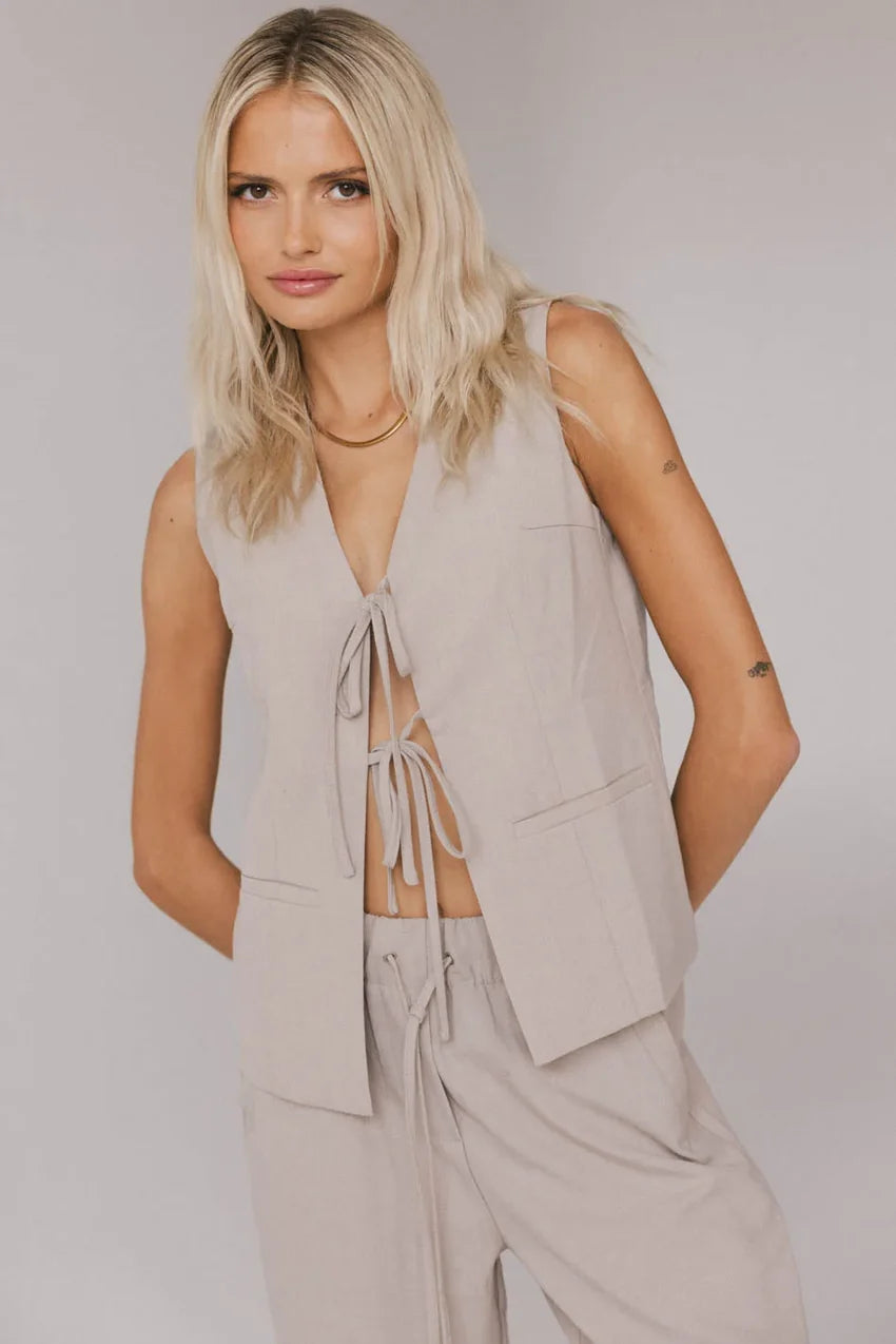 Eslyn Oversized Vest in Taupe - FINAL SALE